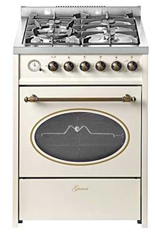 GURARI Gas Standherd 60 cm GCH G 614 CR Gasherd mit Gasbackofen | Gasgrill | Drehspieß | Elektro-Analog-Timer mit STOP-Funktion | Schublade mit Push-Pull | Gas Control | Range Cooker Erdgas/Propan von Gurari