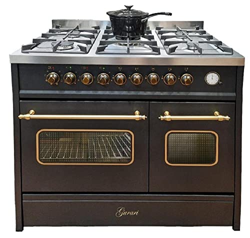 GURARI Gas Standherd 90 cm GCH E 916 Bl Retro Gasherd mit Elektro Backofen | Range Coocker 89L | 8 Funktionen | Heißluft | Grill | 5 Hochwertige Brenner | 4 kw WOK | Erdgas | Propangas von Gurari