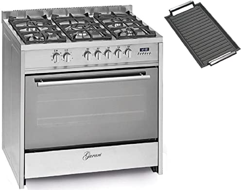 GURARI Gas-Standherd GCH G 910 X+Grillplatte, Gas Standherd 90 cm/Range Coocker / 4 kw WOK/Erdgas/Propangas/Edelstahl/Inkl. WOK Adapter+Grillplatte von Gurari