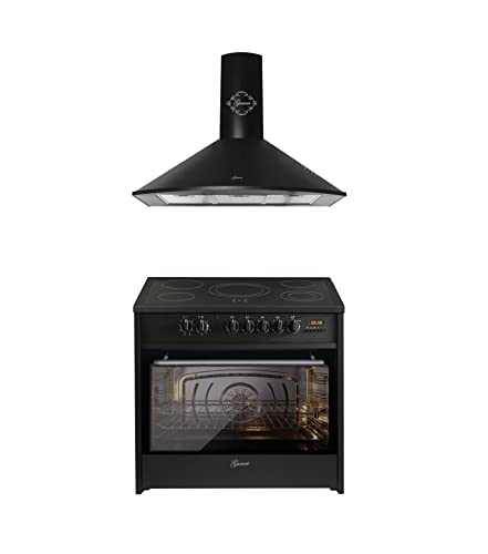 GURARI Herdset Elektro-Standherd GCH E 912 BL + 046 Dunstabzugshaube 90 cm in Schwarz, 1000m³/h, Kopffreihaube Schwarz Glas, Backofen Set 90 cm, 121 L, Schwarz GURARI Herdset Elektro-Standherd GCH E 912 BL + 046 Dunstabzugshaube 90 cm in Schwarz, 1000m³/h, Kopffreihaube Schwarz Glas, Backofen Set 90 cm, 121 L, Schwarz von Gurari