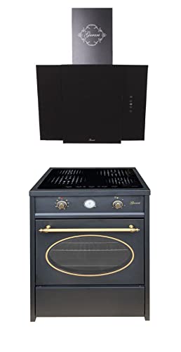 GURARI Herdset GCH E 612 BL r + GCH S 171 60 BL Prime, Retro Induktions Standherd 60 cm, Range Coocker, 60 L, Schwarz + Dunstabzugshaube, Wandhaube, Kopffrei Haube 60 cm, Schwarzglas, Abluft/Umluft GURARI Herdset GCH E 612 BL r + GCH S 171 60 BL Prime, Retro Induktions Standherd 60 cm, Range Coocker, 60 L, Schwarz + Dunstabzugshaube, Wandhaube, Kopffrei Haube 60 cm, Schwarzglas, Abluft/Umluft von Gurari