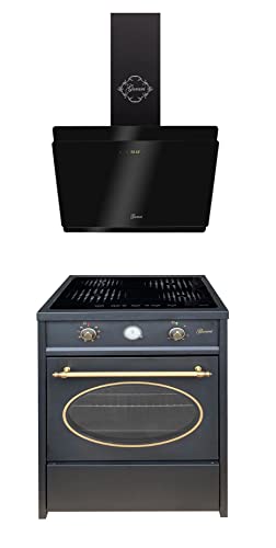 GURARI Herdset GCH E 612 BL r + GCH S 411 60 BL Prime, Retro Induktions Standherd 60 cm, Range Coocker, 60 L, Schwarz + Dunstabzugshaube, Wandhaube, Kopffrei Haube 60 cm, Schwarzglas, Abluft/Umluft GURARI Herdset GCH E 612 BL r + GCH S 411 60 BL Prime, Retro Induktions Standherd 60 cm, Range Coocker, 60 L, Schwarz + Dunstabzugshaube, Wandhaube, Kopffrei Haube 60 cm, Schwarzglas, Abluft/Umluft von Gurari