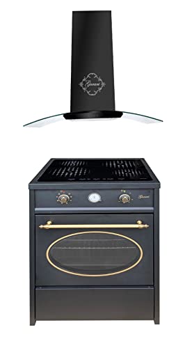 GURARI Herdset GCH E 612 BL r + GCH T 456 60 BL Prime, Retro Induktions Standherd 60 cm, Range Coocker, 60 L, Schwarz + Dunstabzugshaube, Wandhaube, 60 cm, Haube mit Schwarzglaspanel, Abluft/Umluft GURARI Herdset GCH E 612 BL r + GCH T 456 60 BL Prime, Retro Induktions Standherd 60 cm, Range Coocker, 60 L, Schwarz + Dunstabzugshaube, Wandhaube, 60 cm, Haube mit Schwarzglaspanel, Abluft/Umluft von Gurari