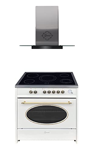 GURARI Herdset GCH E 912 Cr r + GCH T 466 IS 90 BL Prime, Retro Standherd 90 cm, Range Coocker, 121 L, Creme + Dunstabzugshaube, Wandhaube 90 cm, Edelstahl/Inox, Schwarzglas, Abluft/Umluft GURARI Herdset GCH E 912 Cr r + GCH T 466 IS 90 BL Prime, Retro Standherd 90 cm, Range Coocker, 121 L, Creme + Dunstabzugshaube, Wandhaube 90 cm, Edelstahl/Inox, Schwarzglas, Abluft/Umluft von Gurari