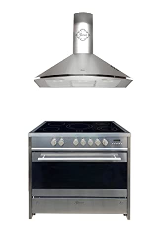 GURARI Herdset GCH E 912 X + GCH C 046 IS 9, Elektro Standherd 90 cm, Glaskeramik, Range Coocker, 121 L, Edelstahl + Dunstabzugshaube, Wandhaube 90 cm, Edelstahl/Inox, Abluft/Umluft, 1000m3/h GURARI Herdset GCH E 912 X + GCH C 046 IS 9, Elektro Standherd 90 cm, Glaskeramik, Range Coocker, 121 L, Edelstahl + Dunstabzugshaube, Wandhaube 90 cm, Edelstahl/Inox, Abluft/Umluft, 1000m3/h von Gurari