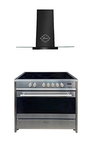 GURARI Herdset GCH E 912 X + GCH T 466 90 BL Prime, Elektro Standherd 90 cm, Glaskeramik, Range Coocker, 121 L, Edelstahl + Dunstabzugshaube, Wandhaube 90 cm, Schwarz mit Glas, Abluft/Umluft GURARI Herdset GCH E 912 X + GCH T 466 90 BL Prime, Elektro Standherd 90 cm, Glaskeramik, Range Coocker, 121 L, Edelstahl + Dunstabzugshaube, Wandhaube 90 cm, Schwarz mit Glas, Abluft/Umluft von Gurari
