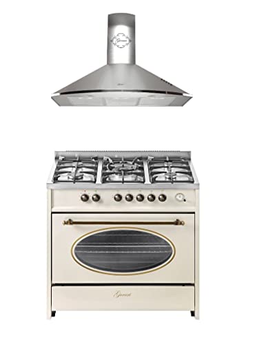 GURARI Herdset GCH E 914 Cr r + GCH C 046 IS 9, Retro Induktions Standherd 90 cm, Range Coocker, 121 L, Creme + Dunstabzugshaube, Wandhaube 90 cm, Edelstahl/Inox, Abluft/Umluft, 1000m3/h GURARI Herdset GCH E 914 Cr r + GCH C 046 IS 9, Retro Induktions Standherd 90 cm, Range Coocker, 121 L, Creme + Dunstabzugshaube, Wandhaube 90 cm, Edelstahl/Inox, Abluft/Umluft, 1000m3/h von Gurari