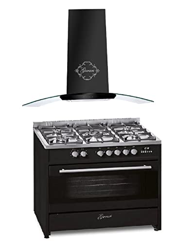 GURARI Herdset Gas-Standherd GCH E 911 BL+GCH T 465 90 BL Prime, Backofen Set 90 cm, Schwarz, 121 L, Erdgas/Propangas/FL.Gas+Dunstabzugshaube 90 cm 1000m³/h Wandhaube in schwarz mit Glas GURARI Herdset Gas-Standherd GCH E 911 BL+GCH T 465 90 BL Prime, Backofen Set 90 cm, Schwarz, 121 L, Erdgas/Propangas/FL.Gas+Dunstabzugshaube 90 cm 1000m³/h Wandhaube in schwarz mit Glas von Gurari