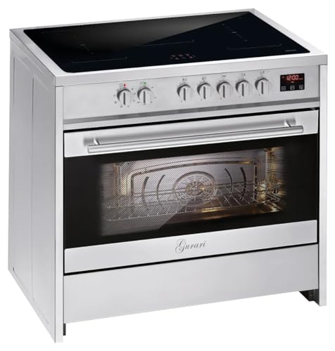 GURARI Induktions Standherd 90 cm GCH E 913 X Induktionsherd mit Elektro Backofen 90 cm Edelstahl Range Coocker mit 5 Induktionszonen (2 Flex Zone) alle mit Booster von Gurari