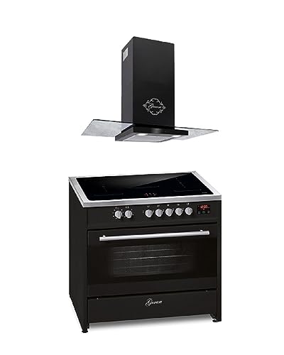 GURARI Induktions-Standherd E 913 BL+GCH T 466 90 BL PRIME, Range Cooker 90 cm/FLEX ZONEN/ 5 Zonen / 121L + Dunstabzugshaube 90 cm von Gurari