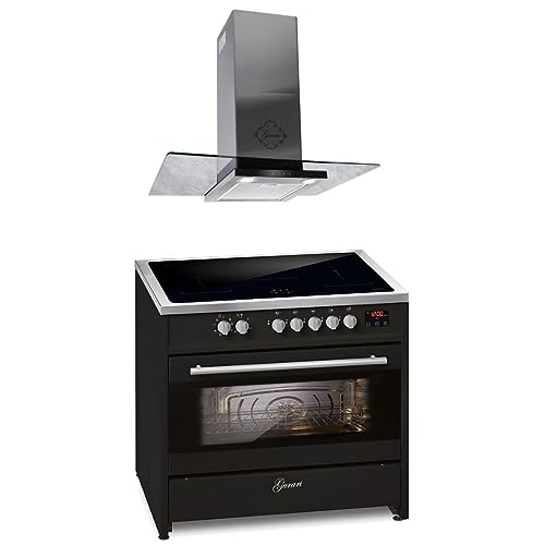 GURARI Induktions-Standherd E 913 BL+GCH T 466 IS 90 BL PRIME, Range Cooker 90 cm/FLEX ZONEN/ 5 Zonen / 121L + Dunstabzugshaube 90 cm von Gurari