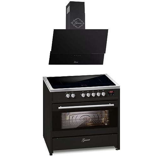 GURARI Induktions-Standherd E 913 BL + GCH 268 BL 9 Prime, Range Cooker 90 cm/FLEX ZONEN/ 5 Zonen / 121L + Dunstabzugshaube 90 cm von Gurari