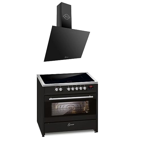GURARI Induktions-Standherd E 913 BL + GCH 286 BL 9 Prime, Range Cooker 90 cm/FLEX ZONEN/ 5 Zonen / 121L + Dunstabzugshaube 90 cm von Gurari
