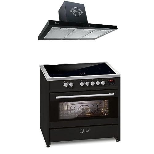 GURARI Induktions-Standherd E 913 BL + GCH 462 BL 9 Prime, Range Cooker 90 cm/FLEX ZONEN/ 5 Zonen / 121L + Dunstabzugshaube 90 cm von Gurari