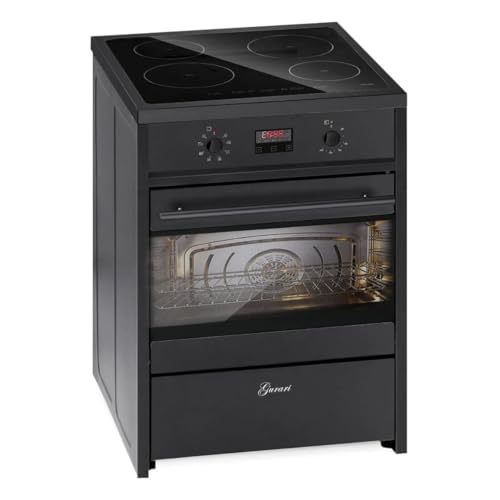 GURARI Induktions Standherd mit Elektrobackofen • GCH E 612 BL • Induktion Freistehend Standherd 60 cm • Schwarz • Range Coocker Herd mit Induktionskochfeld mit 4 Boosterkochzonen von Gurari