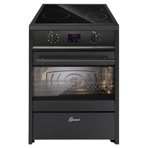 GURARI Induktions Standherd mit Elektrobackofen • GCH E 612 BL • Induktion Freistehend Standherd 60 cm • Schwarz • Range Coocker Herd mit Induktionskochfeld mit 4 Boosterkochzonen von Gurari