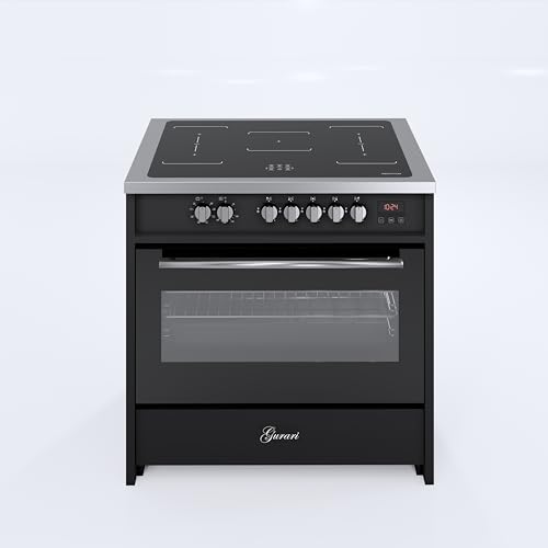 GURARI Induktionsherd E 913 BL in Schwarz | Standherd 90 cm mit Induktionskochfeld (Range Coocker) mit 5 zonen (2 Flex Zone) alle mit Booster | Induktions Standherd mit XXL Elektro Backofen 121 L von Gurari