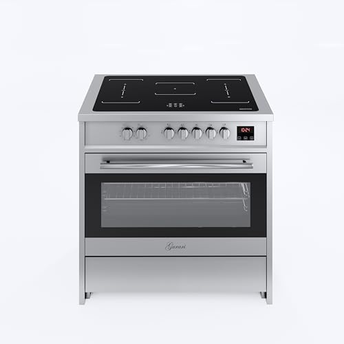 GURARI Induktionsherd E 913 X Edelstahl Standherd 90 cm mit Induktionskochfeld (Range Coocker) mit 5 zonen (2 Flex Zone) alle mit Booster | Induktions Standherd mit XXL Elektro Backofen 121 L von Gurari