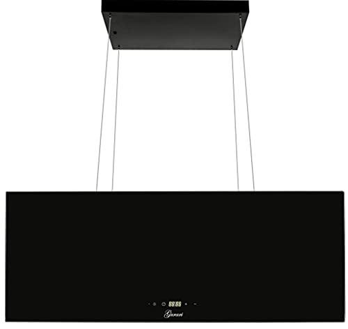 GURARI Inselhaube GCH I 333 90 BL Prime, Umluft Insel Dunstabzugshaube 90cm, Deckenhaube, 1000m³/h, Schwarz Glas, 4 Stufen,Display, LED Beleuchtung von Gurari