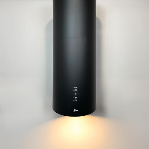 GURARI Inselhaube GCH I 385 36 BL Prime, Runde Insel Dunstabzugshaube 36 cm, Schwarz, Deckenhaube, 1000m³/h, 4 Stufen,Display, LED Beleuchtung,Randabsaugung von Gurari