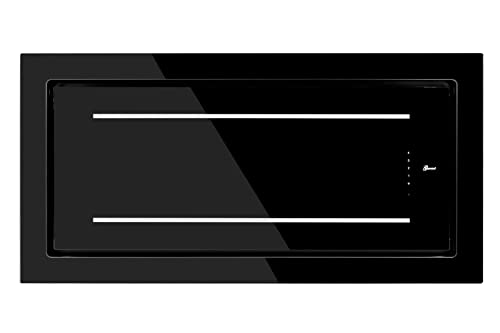 Gurari Deckenhaube GCH C 341 PRIME Dunstabzugshaube Decke 120 cm Schwarz Glas | Effizient Saugstark 1000m³ | Umlufthaube/Ablufthaube | LED Strip von Gurari