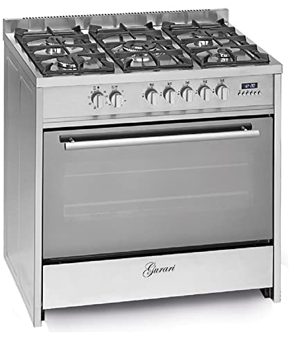 Gurari Gasherd mit Elektrobackofen GCH E 911 X Gas Elektro Standherd 90 cm | Range Coocker 5 Kochzonen 3,8 kW WOK | Freistehender Gasherd Propangas/Erdgas | 8 Multifunktions Elektro Backofen 121 L von Gurari