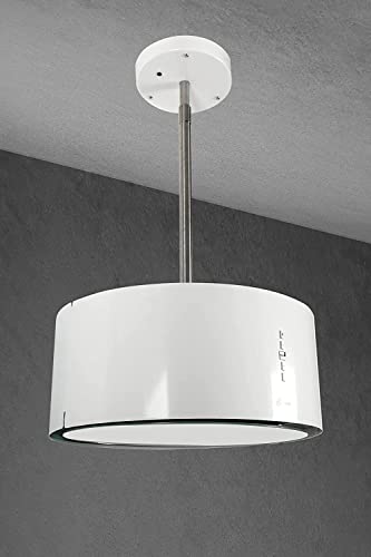 Inselhaube Gurari GCH I 237, Umluft Inselhaube, Insel Dunstabzugshaube 50cm, Deckenhaube, 860m³/h, Weiß, 3 Stufen, LED Beleuchtung,Timer,Inkl.Umluftset von Gurari