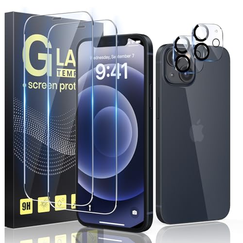 Guretok 2+2 für Panzerglas für iPhone 12 Pro mit Frame mit Kameraschutz 6,1", Militärnorm 9H Härte Schutzfolie HD Klar Panzerfolie für iPhone 12 Pro [Anti-Bläschen] [Kratzfest] von Guretok