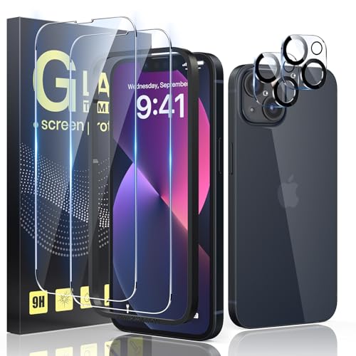 Guretok 2+2 für Panzerglas für iPhone 13 mini mit Frame mit Kameraschutz 5,4", Militärnorm 9H Härte Schutzfolie HD Klar Panzerfolie für iPhone 13 mini [Anti-Bläschen] [Kratzfest] von Guretok