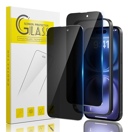 Guretok 2 Stück für Panzerglas Sichtschutz für iPhone 16 Plus Schutzfolie 6,7 Zoll, Dunkle Schutzglas für iPhone 16 Plus Privacy Glas, [Kratzfest] [9H-Härte] Anti-Spy Folie für iPhone 16 Plus von Guretok