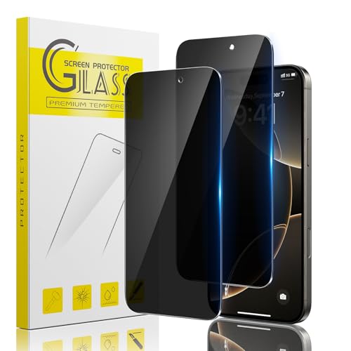 Guretok 2 Stück für Panzerglas Sichtschutz für iPhone 16 Pro Schutzfolie 6,3 Zoll, Dunkle Schutzglas für iPhone 16 Pro Privacy Glas, [Kratzfest] [9H-Härte] Anti-Spy Folie für iPhone 16 Pro von Guretok