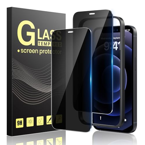 Guretok 2 Stück für Panzerglas Sichtschutz für iPhone 12 mini Schutzfolie mit Rahmen 5,4 Zoll, Dunkle Panzerfolie für iPhone 12 mini Schutzglas Privacy [Kratzfest] [9H-Härte] [Anti-Spy Folie] von Guretok