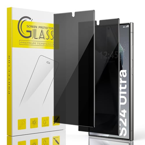 Guretok 2 Stück für Samsung Galaxy S24 Ultra Sichtschutz Schutzfolie 6,8", Anti-Spy Folie Glas für Samsung S24 Ultra Screen Protector, [Fingerabdruck-ID] [9H-Härte] [28° Panzerfolie Privatsphäre] von Guretok