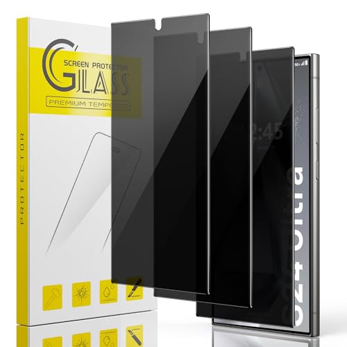 Guretok 3 Stück für Samsung Galaxy S24 Ultra Sichtschutz Schutzfolie 6,8", Anti-Spy Folie Glas für Samsung S24 Ultra Screen Protector, [Fingerabdruck-ID] [9H-Härte] [28° Panzerfolie Privatsphäre] von Guretok