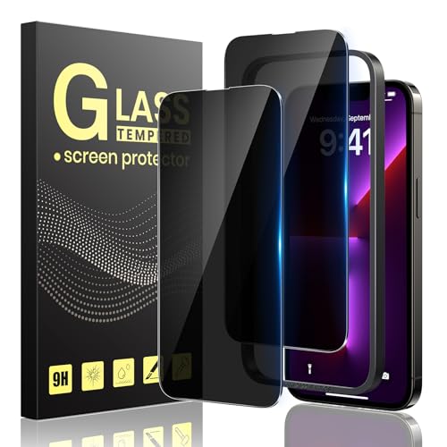 Guretok 2 Stück für Panzerglas Sichtschutz für iPhone 13/13 Pro/16e Schutzfolie mit Rahmen 6,1 Zoll, Dunkle Schutzglas für iPhone 13/13 Pro/16e Privacy Glas [Kratzfest] [9H-Härte] [Anti-Spy Folie] von Guretok