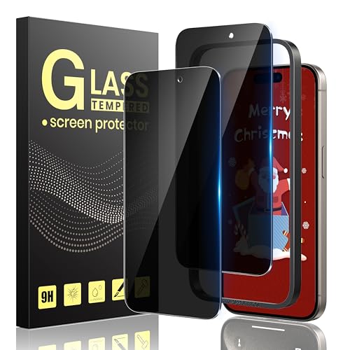 Guretok 2 Stück für Schutzfolie Sichtschutz für iPhone 15 Pro Max mit Rahmen 6,7 Zoll, Dunkle Schutzglas für iPhone 15 Pro Max Privacy Glas [Kratzfest] [9H-Härte] [Anti-Spy Folie] von Guretok