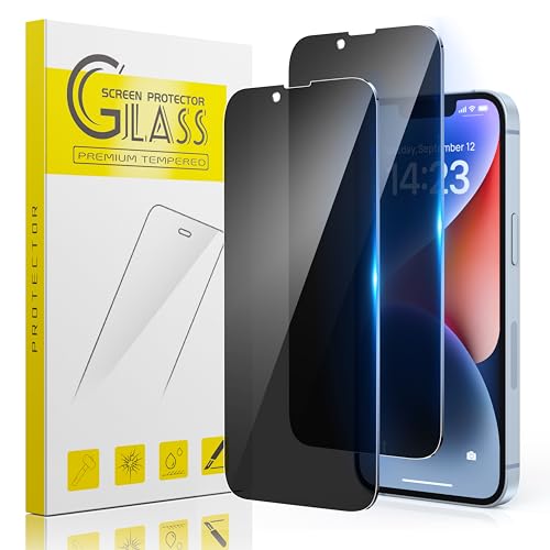 Guretok 2 Stück für Panzerglas Sichtschutz für iPhone 13/13 Pro/14 Schutzfolie mit Rahmen 6,1 Zoll, Dunkle Schutzglas für iPhone 13/13 Pro Privacy Glas [Kratzfest] [9H-Härte] [Anti-Spy Folie] von Guretok