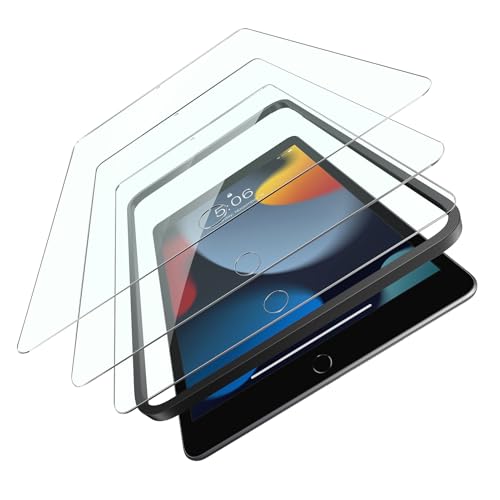 Guretok für Panzerglas für iPad 10.2 Zoll (2021 2020 2019) 9th / 8th / 7th Schutzfolie, Gehärtete Glas Folie mit Einfacher Frame, kratzfest, HD-Klarheit, 3 Stück von Guretok