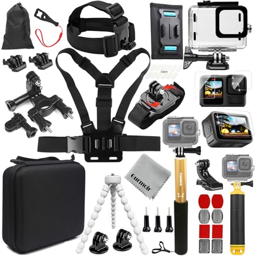 Gurmoir Action Kamera Zubehör Kit für Gopro 13 12 11 10 9, Action Kamera Kit kompatibel mit Gopro Hero 13 12 11 10 9 (DT16) von Gurmoir