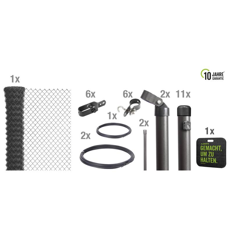 Gust. Alberts GmbH & Co. KG Maschendrahtzaun Set anthrazit-metallic zum Einbetonieren, 25 m von Gust. Alberts GmbH & Co. KG
