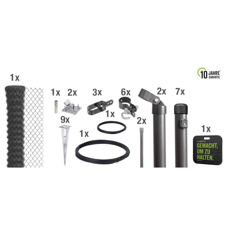 Gust. Alberts GmbH & Co. KG Maschendrahtzaun Set anthrazit-metallic zum Einschlagen, 15 m von Gust. Alberts GmbH & Co. KG