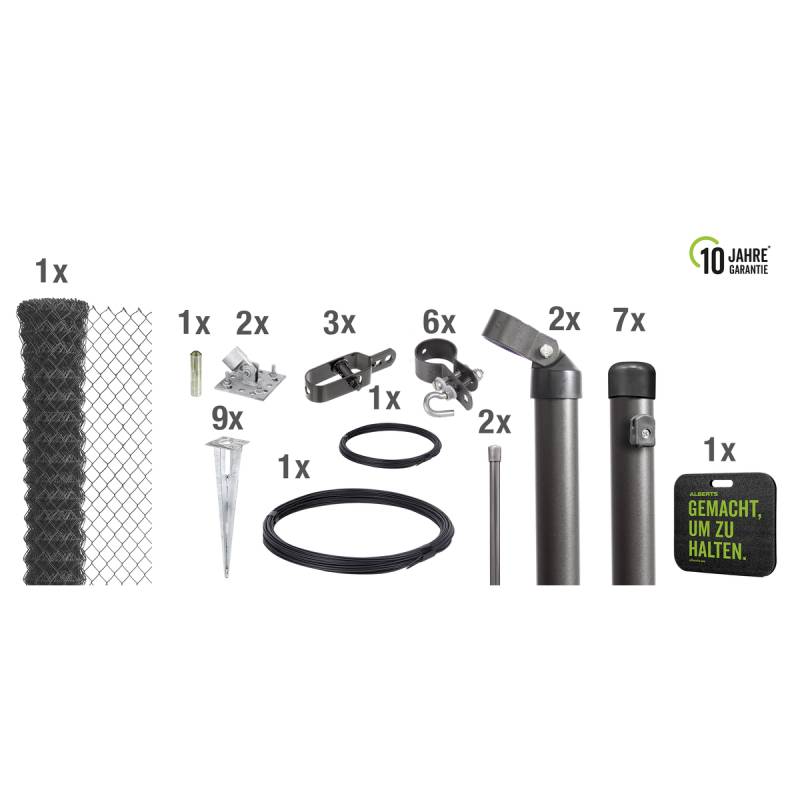 Gust. Alberts GmbH & Co. KG Maschendrahtzaun Set anthrazit-metallic zum Einschlagen, 15 m von Gust. Alberts GmbH & Co. KG