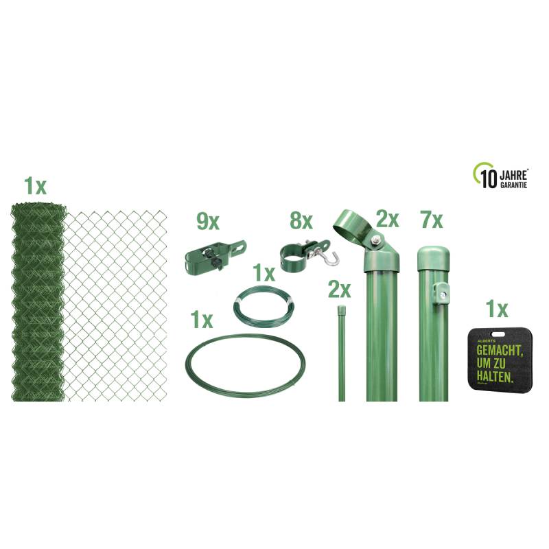 Gust. Alberts GmbH & Co. KG Maschendrahtzaun Set grün RAL 6005 zum Einbetonieren, 15 m von Gust. Alberts GmbH & Co. KG