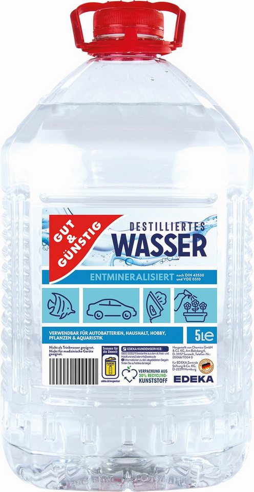 Gut & Günstig GUT&GÜNSTIG Destilliertes Wasser 5 l Batterie von Gut & Günstig