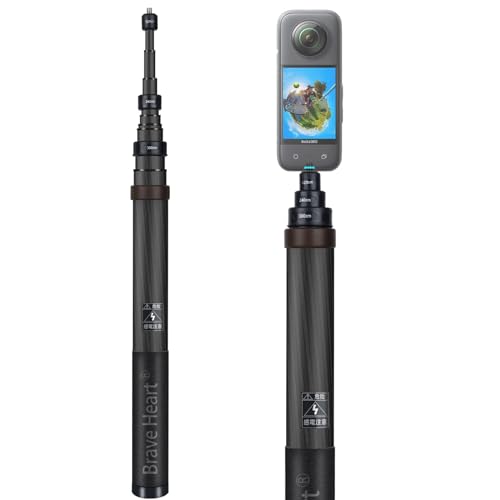 Gutahare Selfie-Stick für Insta360 ONE X4, X3, R, RS, X - Carbonfaser-Stick für Action-Kamera (Kaffee) von Gutahare