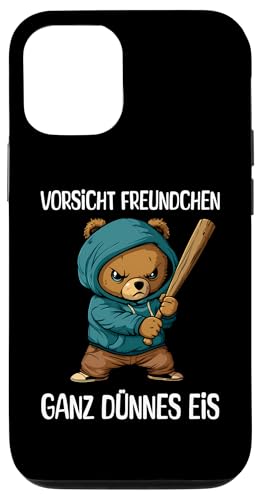 Hülle für iPhone 14 Vorsicht Freundchen Ganz Dünnes Eis Kaffee Spruch Teddy-bär von Guten Morgen Ganz Dünnes Eis Ironische Statement