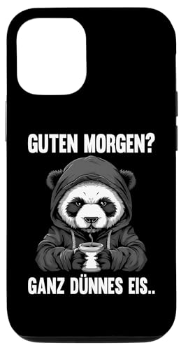Hülle für iPhone 15 Guten Morgen Ganz Dünnes Eis Kaffee Spruch Pandas Panda von Guten Morgen Ganz Dünnes Eis Ironische Statement