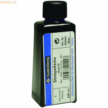 Gutenberg Stempelfarbe ohne Öl 250ml blau von Gutenberg