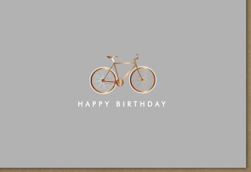 Geburtstagskarte mit Goldfolienprägung, Fahrrad-Motiv und Schriftzug "Happy Birthday" – Elegante Glückwunschkarte zum Geburtstag, Hochwertige Grußkarte - mit Umschlag Geburtstagskarte mit Goldfolienprägung, Fahrrad-Motiv und Schriftzug "Happy Birthday" – Elegante Glückwunschkarte zum Geburtstag, Hochwertige Grußkarte - mit Umschlag von Gutsch Verlag