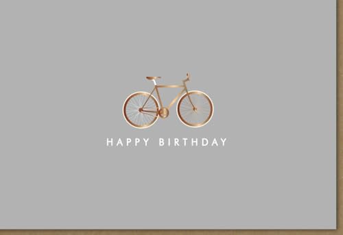 Geburtstagskarte mit Goldfolienprägung, Fahrrad-Motiv und Schriftzug "Happy Birthday" – Elegante Glückwunschkarte zum Geburtstag, Hochwertige Grußkarte - mit Umschlag von Gutsch Verlag